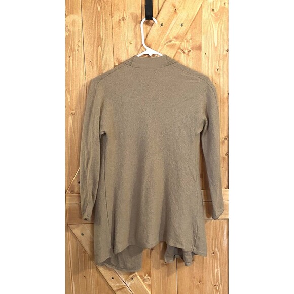 J Jill Cardigan Sweater Open Front Long Wool Blend Small Camel Brown Minimalist - Picture 2 of 9